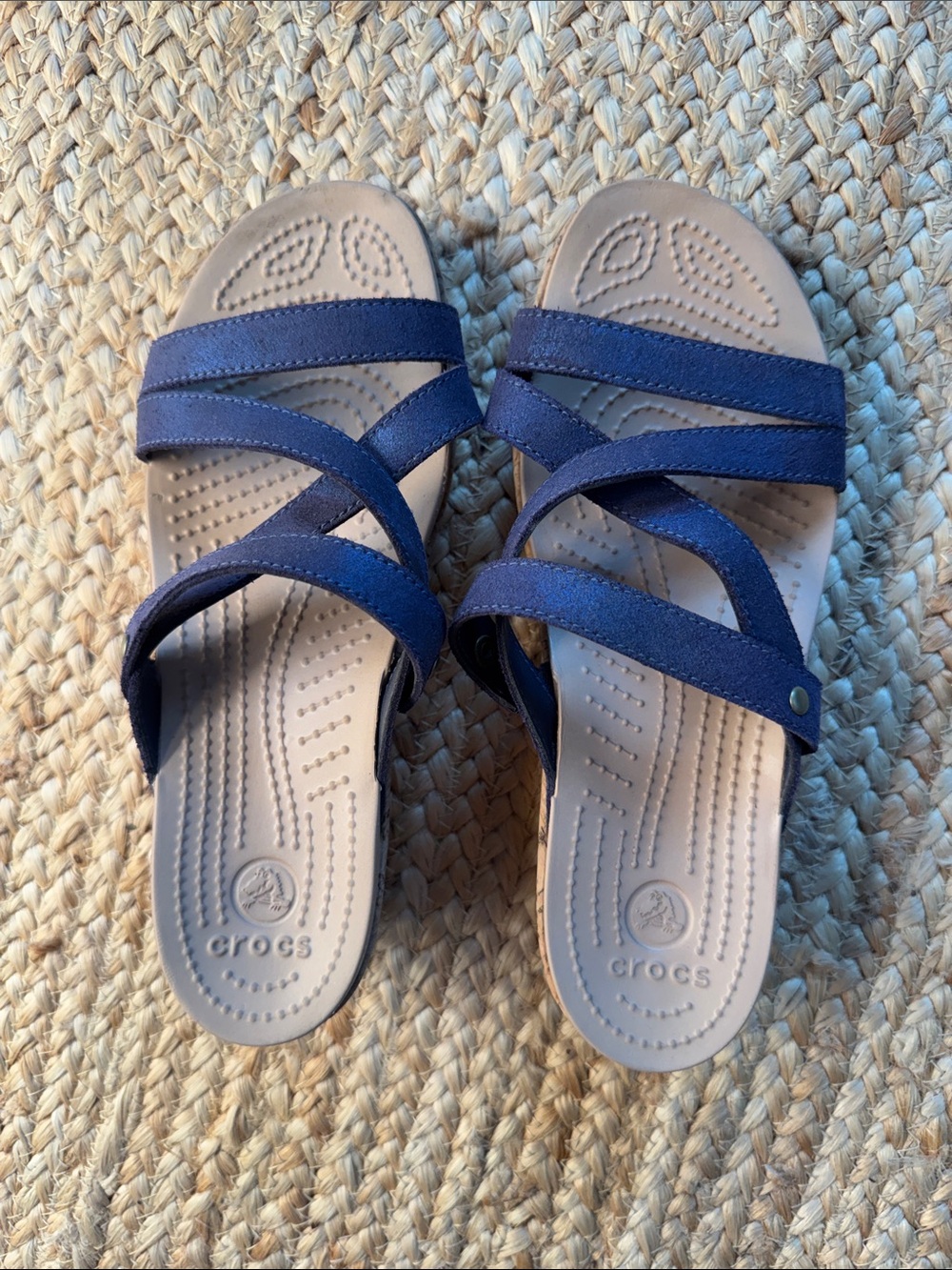 Crocs Patricia Navy Blue Strappy Wedge Sandals Size [Insert Size 6 W